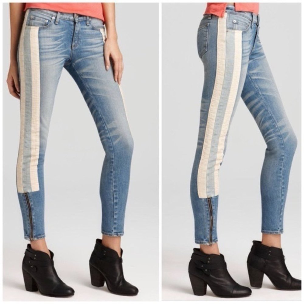 rag & bone Blue and Cream Skinny Jeans